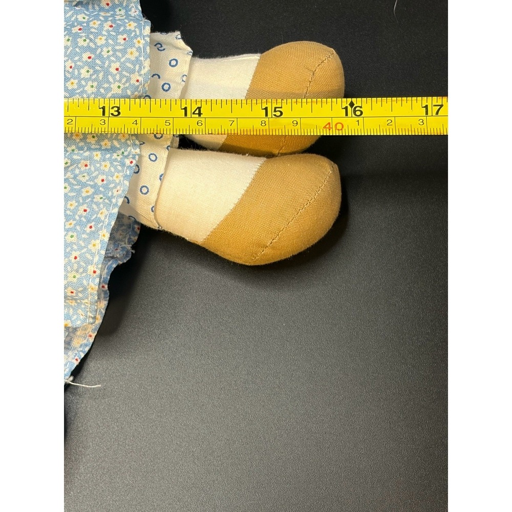 Vintage 1974 Holly Hobbie Rag Doll Knickerbocker Patchwork Dress Blue Bonnet 17" - Picture 15 of 15